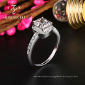 Factory supply chic cushion cut fancy yellow diamond ring women jewelry with CVD CZ Moissanite